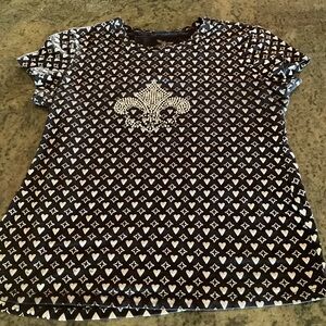 Veracity Dimensional Fleur De Lis Cotton Tee Shirt S/S